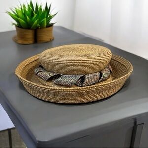 BLIMA Raffia Straw Hat Costume Play Broadway Skit Rolled Brim Sun Natural